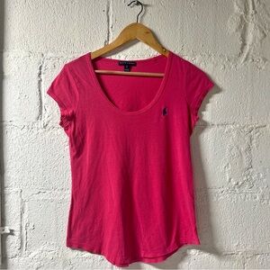 Ralph Lauren Crimson T-shirt with Purple Logo Women’s Sz Small/S/P Short Sleeve
